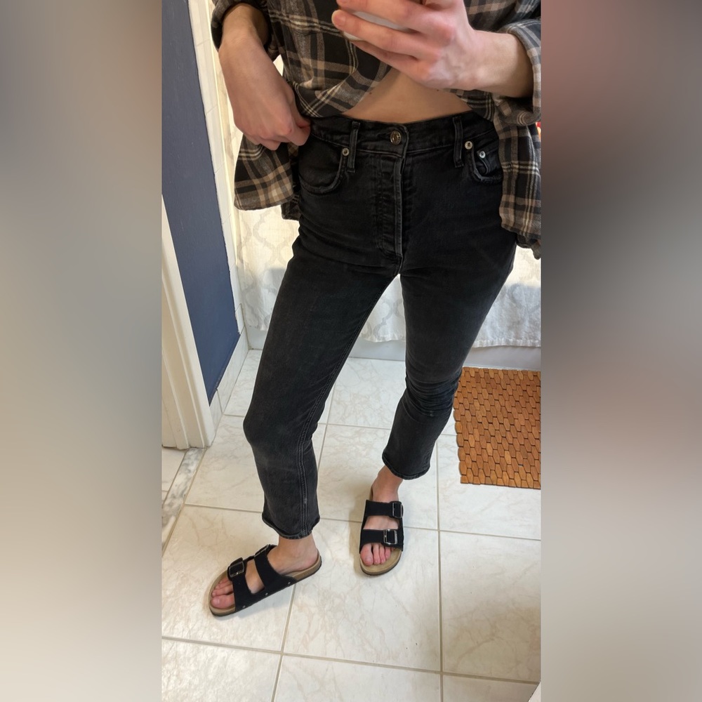 AGOLDE Black Ankle Cropped High Rise Jeans Size 25